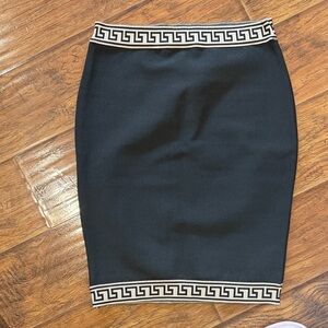 Elegant Black Skirt with Greek Key Design